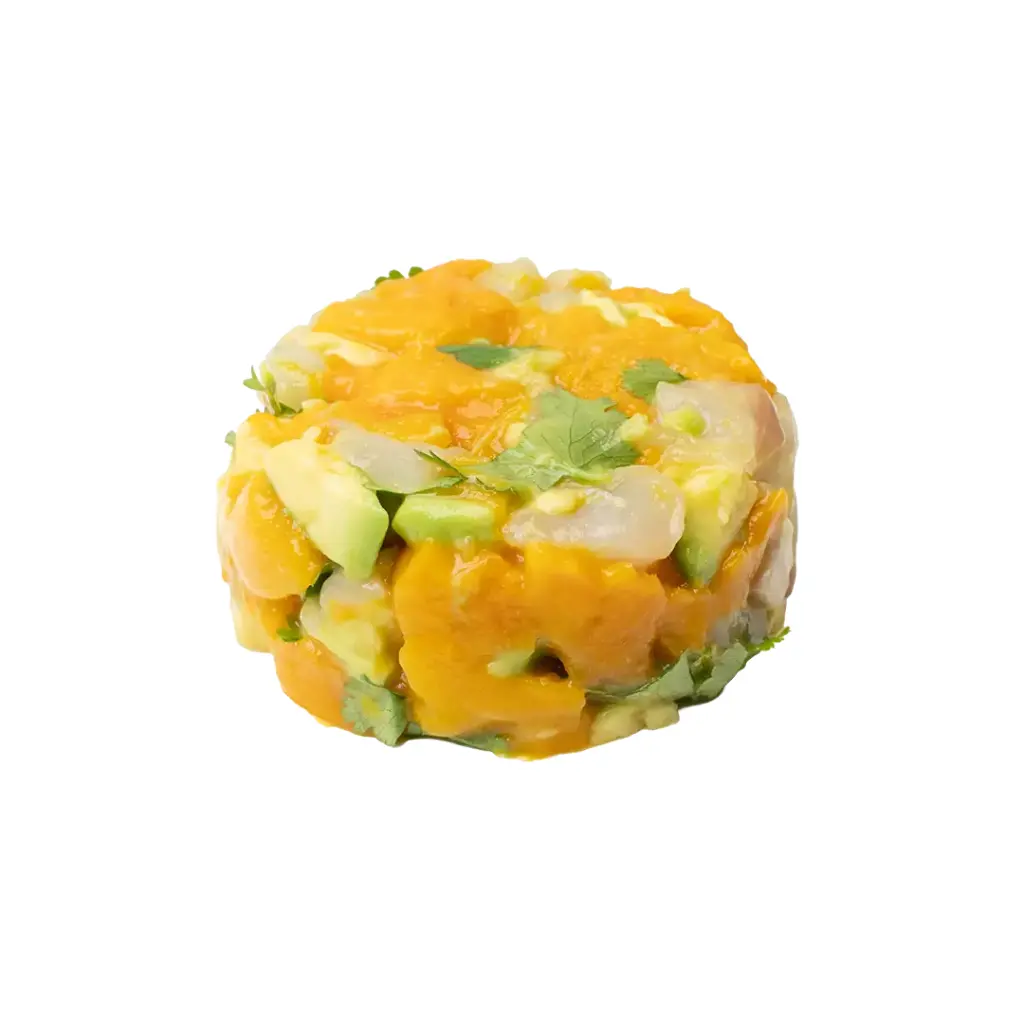 Tartare de daurade, mangue, avocat, coriandre, zeste de citron vert 